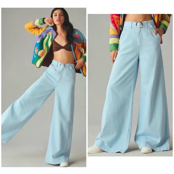 MOTHER Blue Flare Wide Leg Jeans - Picture 1 of 12